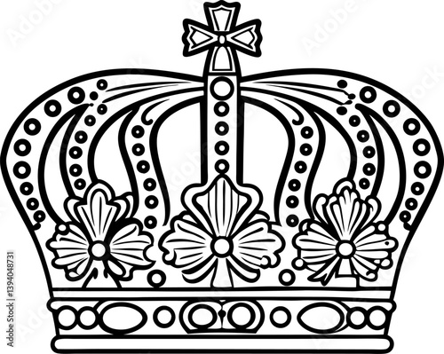 Ornate royal crown illustration with jewels and cross details, symbolizing nobility and tradition