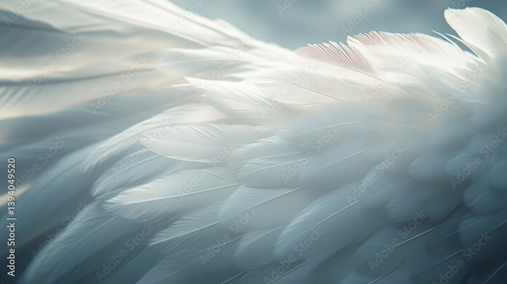 Fototapeta premium Close Up of Soft White Feathered Wings with Abstract Texture in Gentle Light