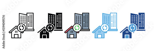 Urban Renewal Icon Set Multiple Style Collection