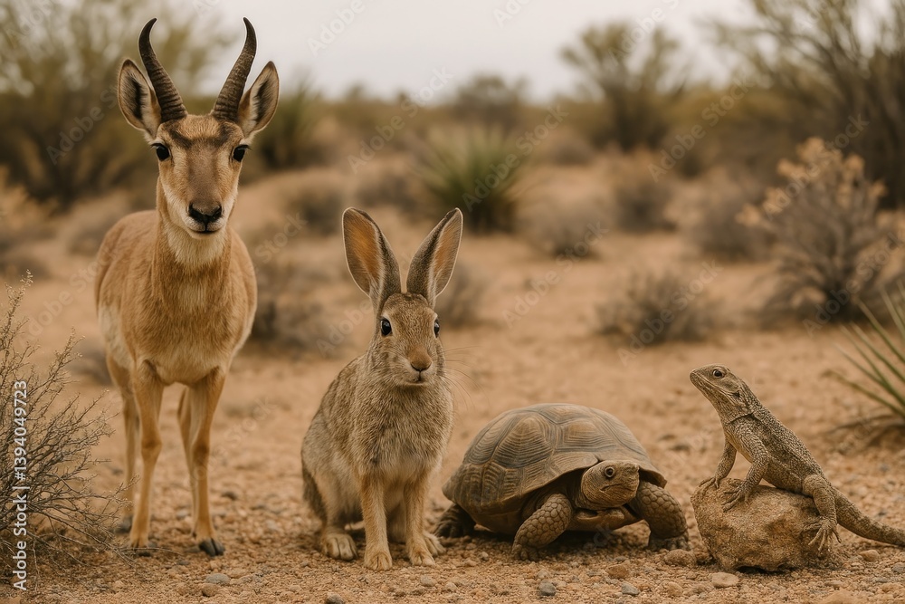 Desert wildlife group portrait