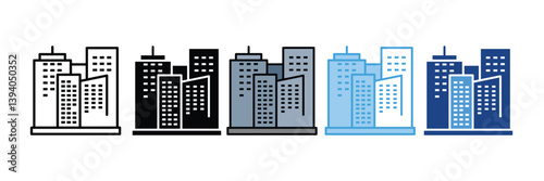 Urban Skyline Icon Set Multiple Style Collection