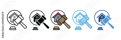 Property Auction Icon Set Multiple Style Collection