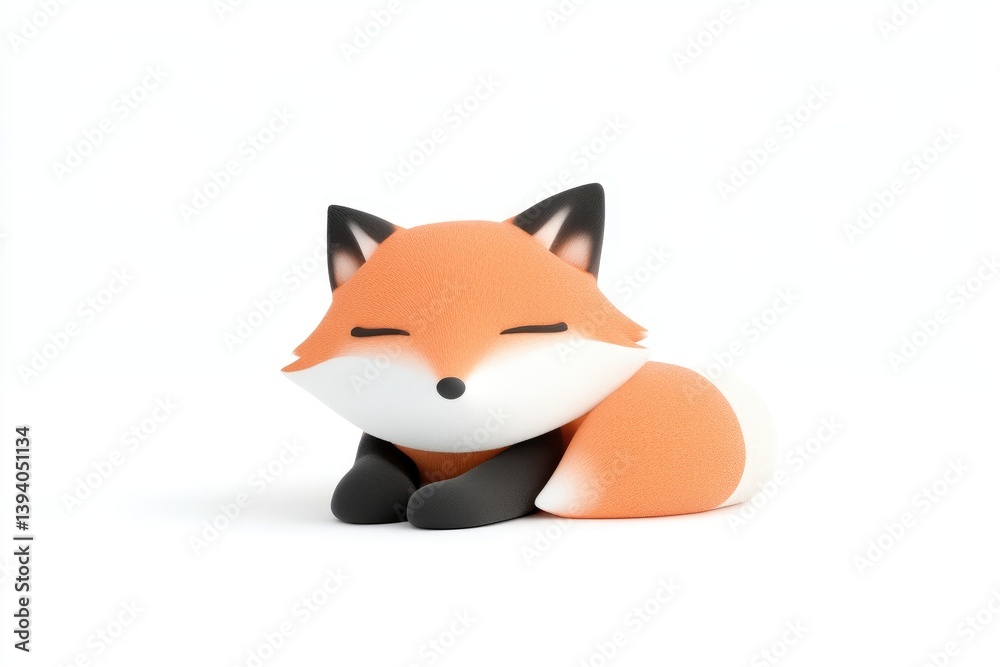 Obraz premium Cute 3D fox figurine resting