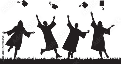 Graduation celebration silhouettes with tossed caps design,

Custom graduation silhouettes with cap toss artwork,

Graduation party silhouettes and cap toss illustrations,