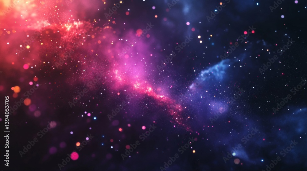 Fototapeta premium Vibrant Deep Space Nebula with Cosmic Dust in a Purple and Red Glow for Astronomy Backgrounds