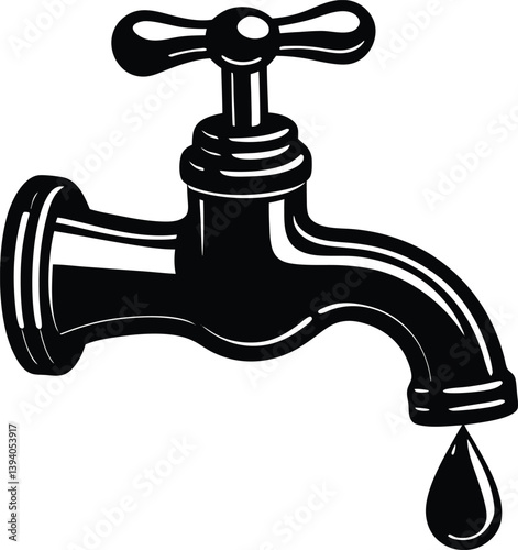 Water Tap Silhouette Vector Illustration EPS File