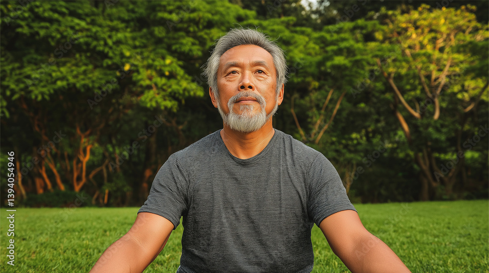 Older Man in Garden – Ideal for Wellness, Simplicity, or Retirement Lifestyle Themes