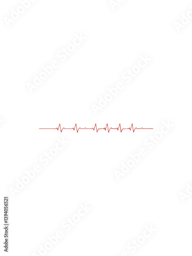 Red electrocardiogram (ECG/EKG) line illustration representing a heartbeat or pulse waveform. Symbolizes life, health, vitality, but also vulnerability, medical conditions, and mortality. 