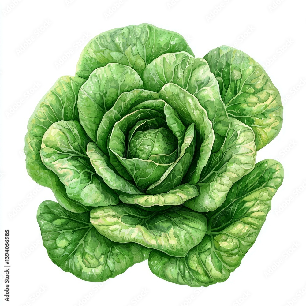 Fototapeta premium Vibrant Green Lettuce: A Fresh and Healthy Vegetable. Perfect for Salads and Cooking, this image showcases the beauty of nature's bounty.