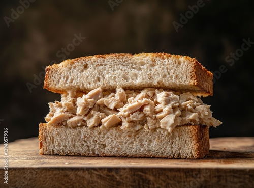 Close-up Shot of a Chicken Salad Sandwich on Sourdough Bread