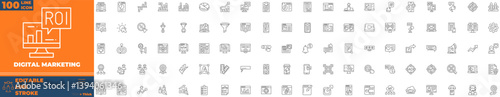 Digital Marketing Line Editable Icons set. Vector illustration in modern thin line style of digital marketing icons: content, website, social media, etc