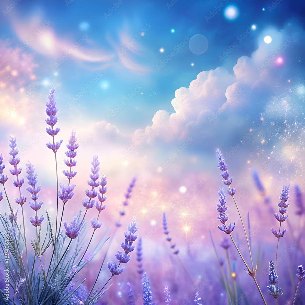 Obraz premium Lavender Field at Sunset. A Dreamy Floral Landscape