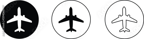 Airplane icon set. Aircrafts flat style stock vector collection isolated on transparent background. Flying plane travel journey symbol. Transportation sign. flight mode icon. Airliner raise minimal.