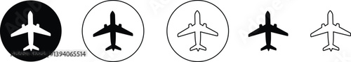Airplane icon set. Aircrafts flat style stock vector collection isolated on transparent background. Flying plane travel journey symbol. Transportation sign. flight mode icon. Airliner raise minimal.