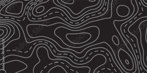 Modern Vector Abstract Earth Relief Map Featuring Conceptual Elevation, Displayed on a Black Background, Showcasing Fluid Lines and Geometric Layers for a Bold, Sophisticated Design

