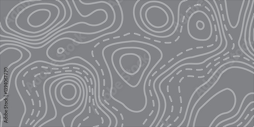 Black Background Vector Earth Relief Map with Conceptual Elevation, Using Geometric Fluid Lines to Represent Elevation Changes and Topographic Relief in an Artistic and Modern Style