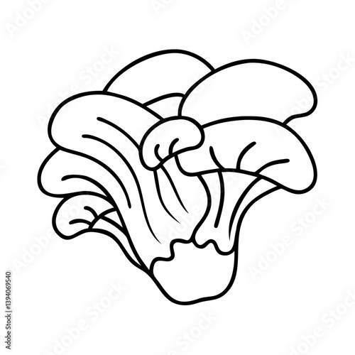 oyster mushroom icon, oyster mushroom line art - simple line art of oyster mushroom, perfect for oyster mushroom logos and icons
