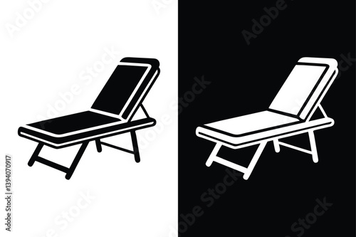 Beach Chair and Umbrella Silhouette. Clean Vector Design for Summer Graphics