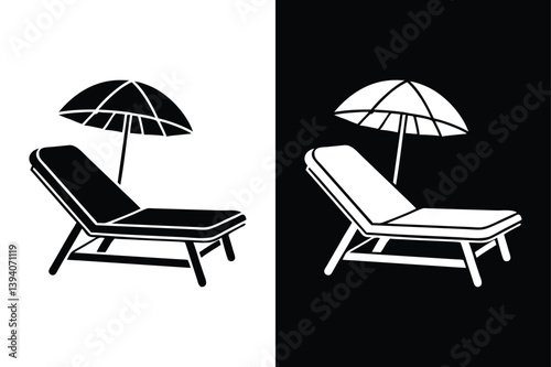 Beach Chair Silhouette Vector. Minimal Icon for Summer and Vacation Designs