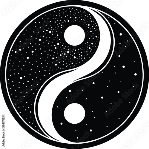 Yin yang balance Silhouette Black Vector Illustration Design