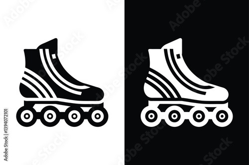 Black Silhouette Roller Skates Icon. Minimal Vector for Skating Logos and Designs