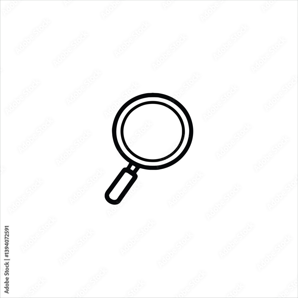Vector logo magnifying glass, circular lens icon, sleek magnifying glass design, abstract vector logo illustration, minimalistic emblem branding.