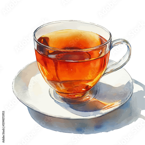 Darjeeling Tea, watercolor illustration, isolated on a white background.

