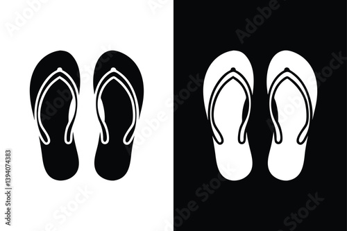 Beachwear Silhouette. Flip Flops Icon Vector for Vacation Themes, Group Travel, and Family Fun