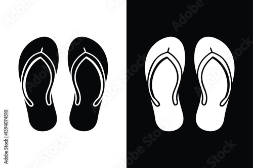 Flip Flops Silhouette Icons for Summer. Perfect Symbol for Group Travel, Family Holidays, and Beach Adventures