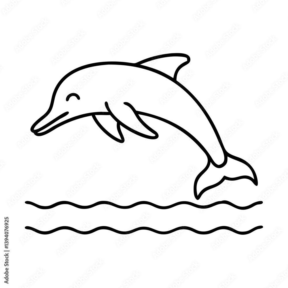 Obraz premium dolphin icon, dolphin line art - simple line art of dolphin, perfect for dolphin logos and icons