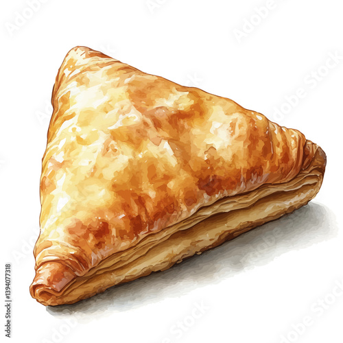 Danish Pastry, watercolor illustration, isolated on a white background.

