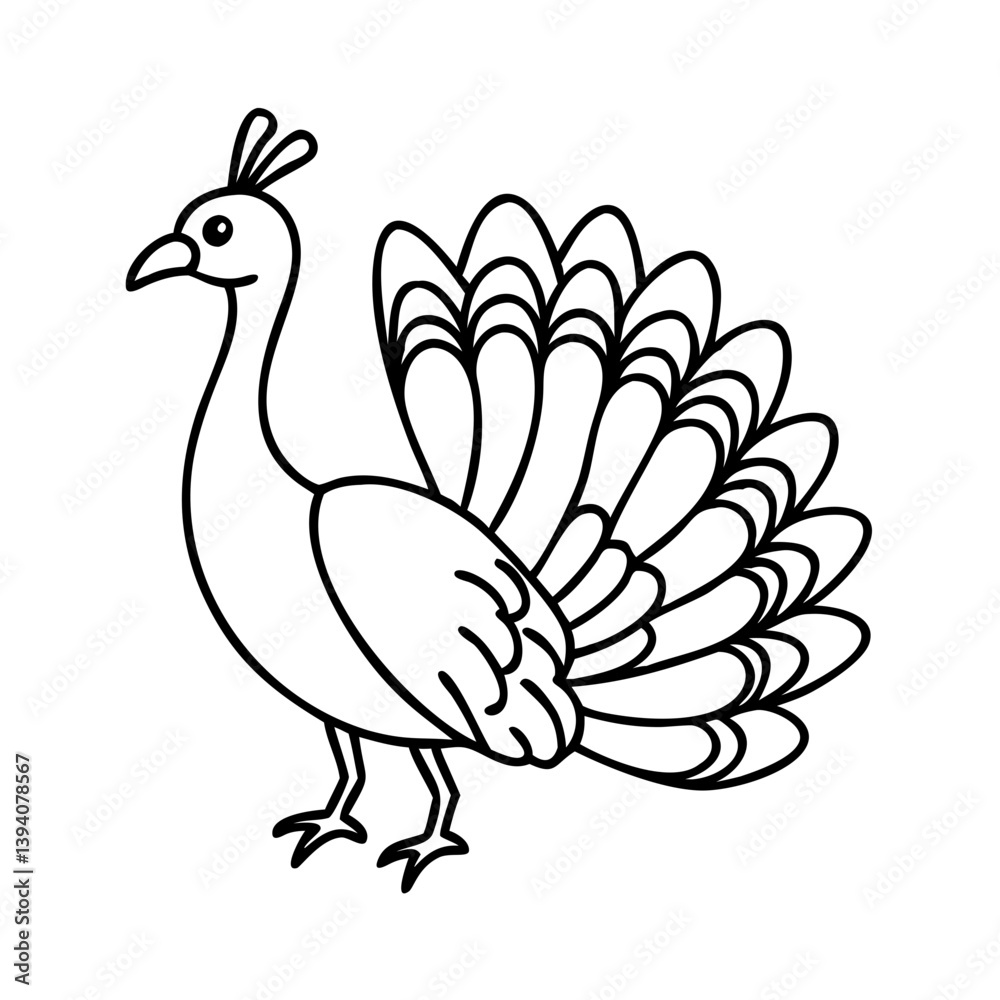 Obraz premium peacock icon, peacock line art - simple line art of peacock, perfect for peacock logos and icons