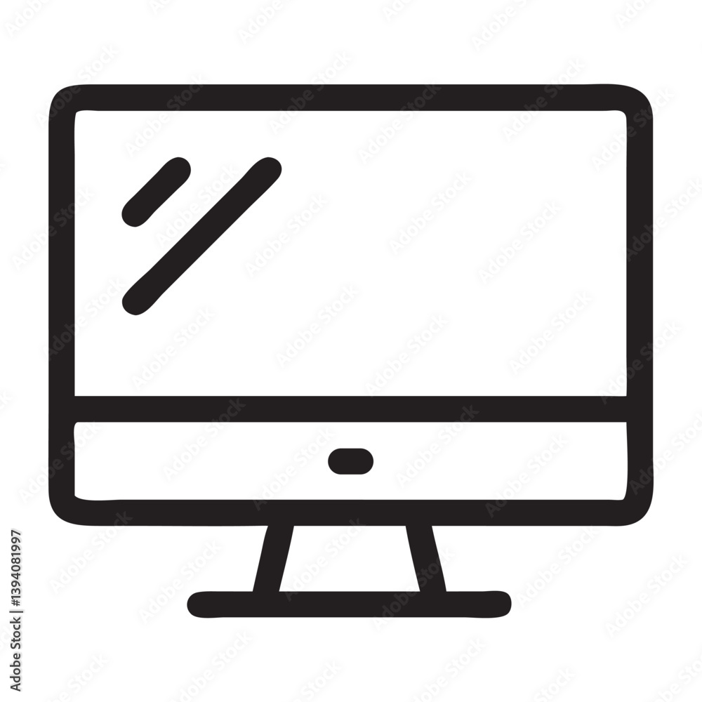 Simple Line Art Illustration of a Computer Monitor, Line Art of a Computer Screen Displaying a Positive Trend Graph icon vector on white background Simple Line Art Illustration of a Computer Monitor, Line Art of a Computer Screen Displaying a Positive Trend Graph icon vector on white background