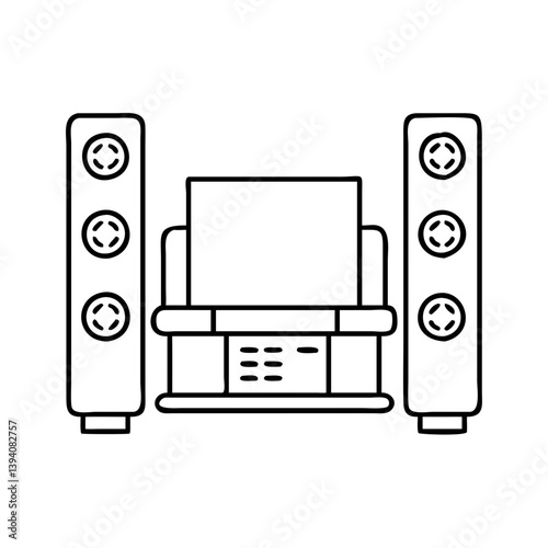 home theater system icon, home theater system line art - simple line art of home theater system, perfect for home theater system logos and icons