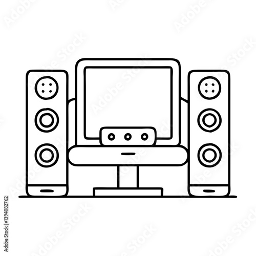 home theater system icon, home theater system line art - simple line art of home theater system, perfect for home theater system logos and icons