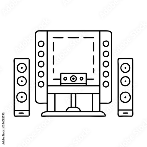 home theater system icon, home theater system line art - simple line art of home theater system, perfect for home theater system logos and icons