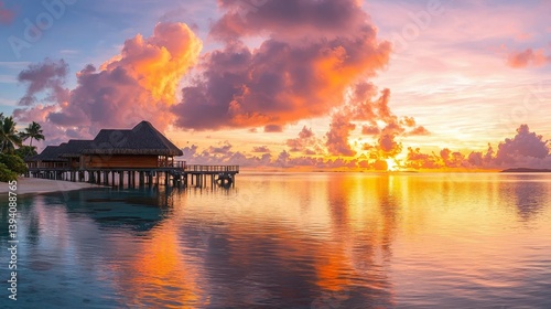 Bora Bora Sunset Panorama Tropical Paradise Lagoon View
