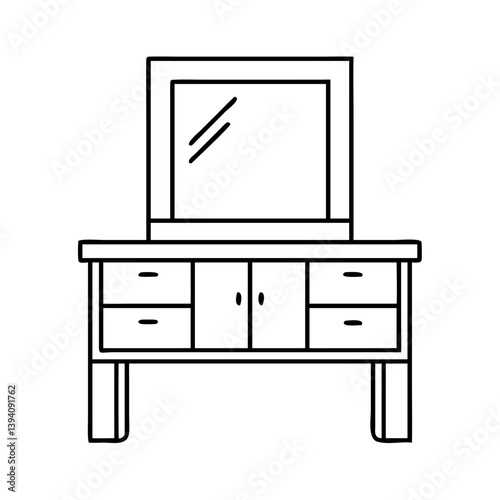 dressing table icon, dressing table line art - simple line art of dressing table, perfect for dressing table logos and icons