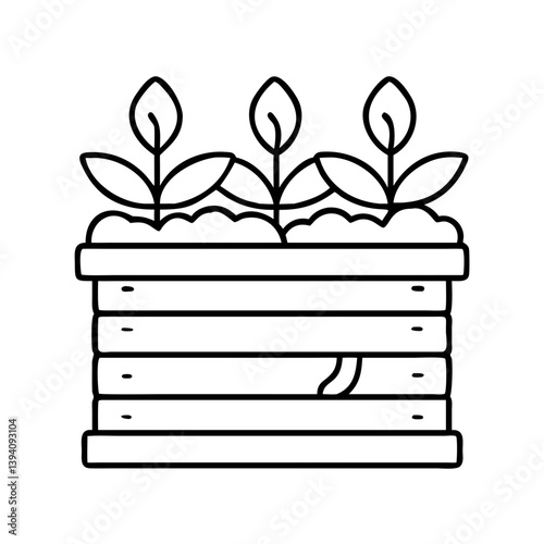 planter box icon, planter box line art - simple line art of planter box, perfect for planter box logos and icons