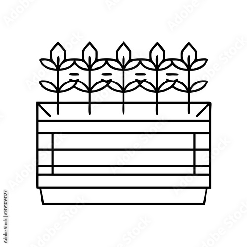 planter box icon, planter box line art - simple line art of planter box, perfect for planter box logos and icons