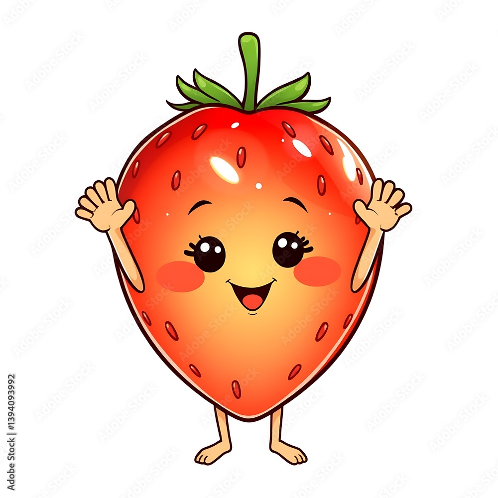 Fototapeta premium Strawberry Mascot Smiling Brightly for Brand Identity