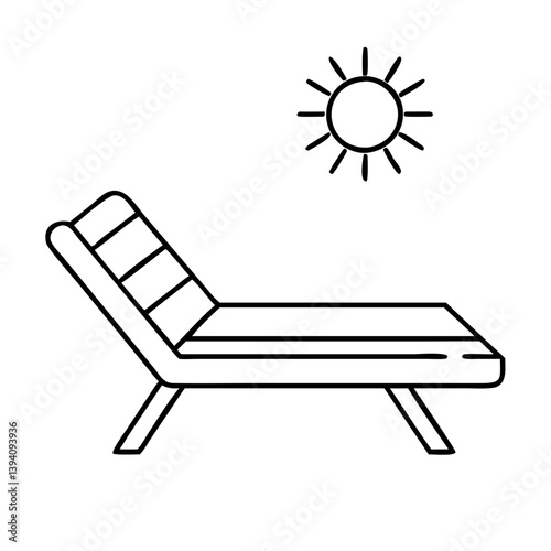 sun lounger icon, sun lounger line art - simple line art of sun lounger, perfect for sun lounger logos and icons