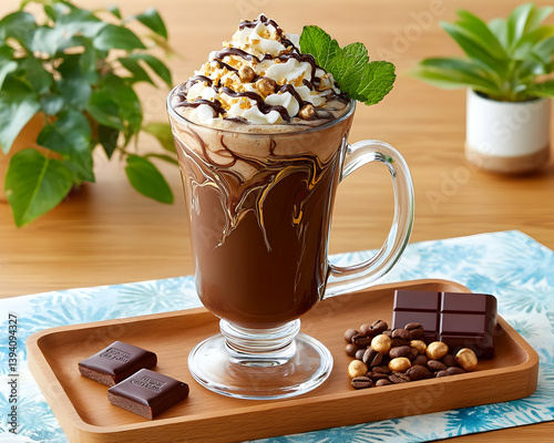 Wallpaper Mural Iced chocolate drink with whipped cream, chocolate shavings, and coffee beans Torontodigital.ca