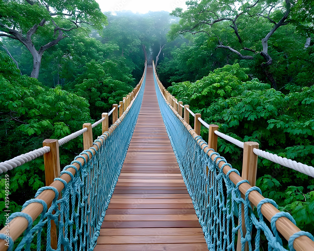Lush jungle canopy walkway Lush jungle canopy walkway