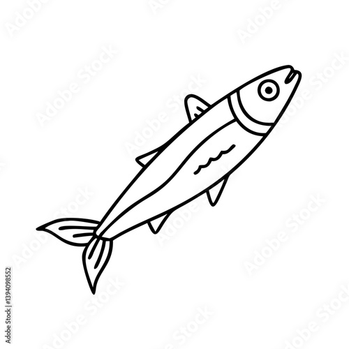 anchovy icon, anchovy line art - simple line art of anchovy, perfect for anchovy logos and icons