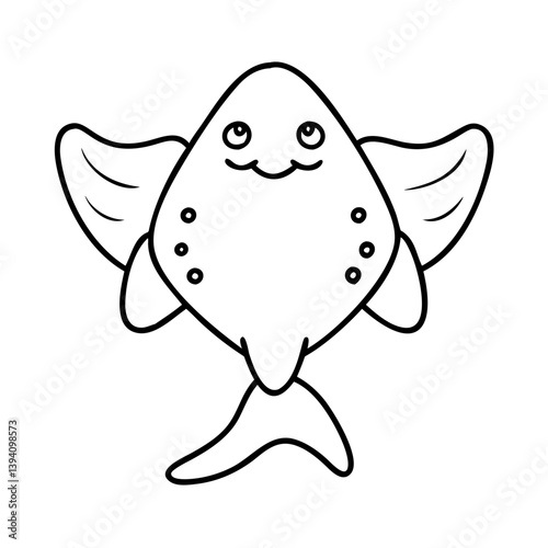 angel shark icon, angel shark line art - simple line art of angel shark, perfect for angel shark logos and icons
