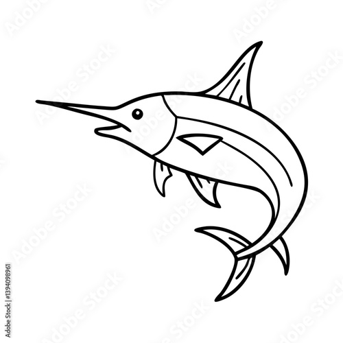 blue marlin icon, blue marlin line art - simple line art of blue marlin, perfect for blue marlin logos and icons