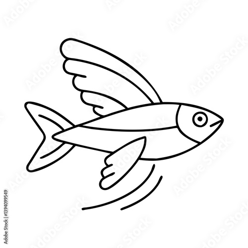 flying fish icon, flying fish line art - simple line art of flying fish, perfect for flying fish logos and icons