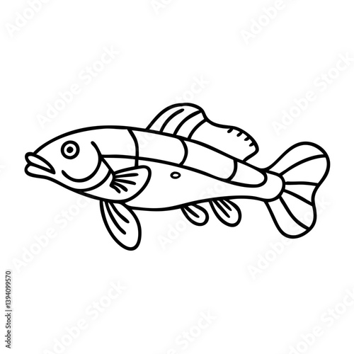 goby fish icon, goby fish line art - simple line art of goby fish, perfect for goby fish logos and icons