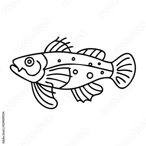 goby fish icon, goby fish line art - simple line art of goby fish, perfect for goby fish logos and icons